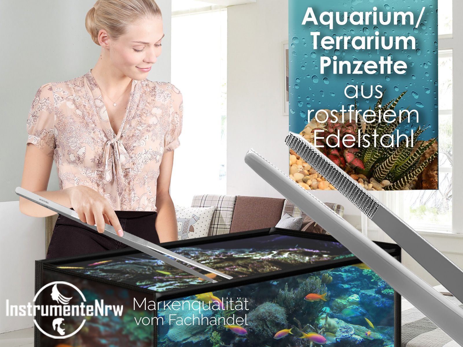 Futterpinzette Pinzette gerade 80549285 Aquarium rostfrei 60cm