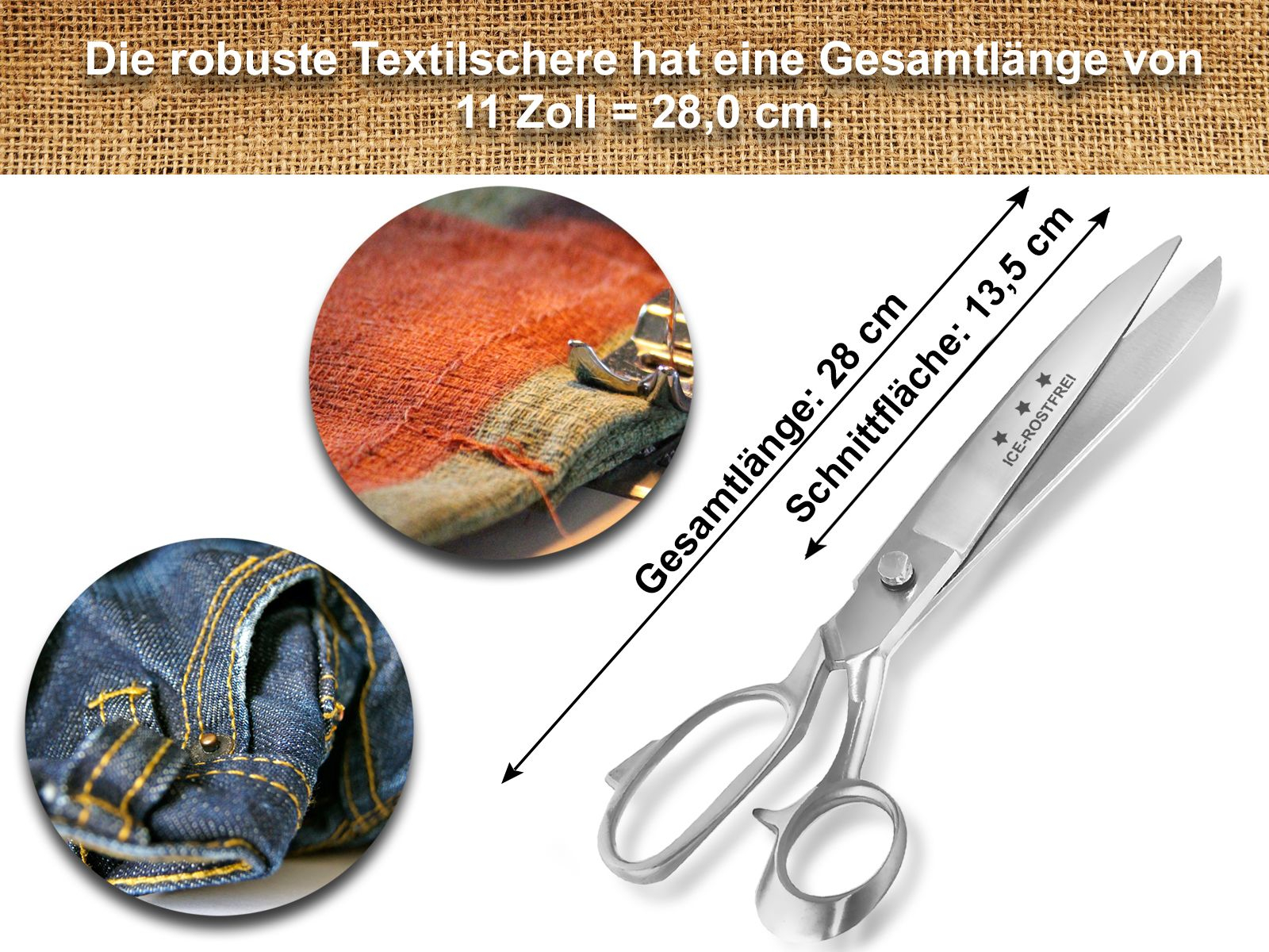 Premium Große ICE-Tempered Stoffschere cm 81033797 28 Schneiderschere Eisgehärtet Handgeschliffene Textilschere Schere