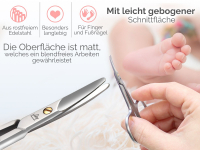 Nagelschere Abgerundet Babynagelschere Kinderschere mit abgerundeten stumpfen Enden - Rostfreier Edelstahl - Manikre Pedikre Schere mit Etui bestens geeignet als Babyschere zum krzen von Finger- & Fungel