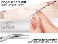 Lange Nagelschere fr Senioren Abgerundete Stumpfe Sicherheits-Funagelschere mit Mikrozahnung - Alternative Nagelzange Nagelschneider-Schere