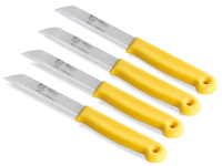 Gemsemesser 4er Set Kchenmesser aus Solingen Schlmesser mit Extra Scharfer und Prziser Glatter Klinge aus Rostfreiem Edelstahl Obstmesser Allzweckmesser Kleines Messer Gelb Splmaschinengeeignet 18 cm