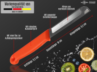 Obstmesser Kchenmesser 6er Set Gemsemesser aus Solingen Schlmesser mit Extra Scharfer und Prziser Glatter Klinge aus Rostfreiem Edelstahl Allzweckmesser Kleines Messer Orange Splmaschinengeeignet 18 cm