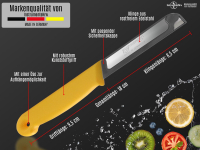 Gemsemesser aus Solingen Schlmesser Set 10er Kchenmesserset Made in Germany Obstmesser Gelb mit Scharfem und Przisem Schnitt Allzweckmesser zum Schneiden von Obst und Gemse - Lang