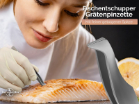 Fischgrtenzange Edelstahl Grtenpinzette mit Fisch Entschupper Spitze Grtenzange  11 cm mit Etui 3 in 1