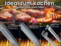 Profi Kochpinzette Grillpinzette Kchenpinzette Pinzette mit V Zahnung aus Edelstahl 14,5 cm