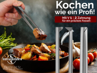 Profi Kochpinzette Grillpinzette Kchenpinzette Pinzette mit V Zahnung aus Edelstahl 25 cm