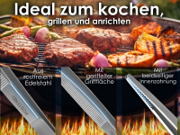 Profi Grillzange Grillpinzette Kochpinzette 18 cm aus Edelstahl Pinzette mit Zahnung - Gerade Ausfhrung fr Fleisch, Wrstchen oder Gemse