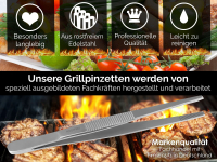 Profi Grillzange Grillpinzette Kochpinzette 18 cm aus Edelstahl Pinzette mit Zahnung - Gerade Ausfhrung fr Fleisch, Wrstchen oder Gemse