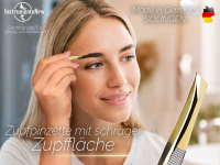 Zupfpinzette Pinzette aus Solingen Made in Germany Augenbrauenpinzette fr die Gesichtspflege zum Zupfen von Augenbrauen, Barthaaren oder kleinen Hrchen fr Damen und Herren Schrg/Vergoldet