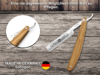 Rasiermesser Solingen im Set mit Extra Breitem Abziehleder Lederriemen Rasier-Set Herren fr die klassische Nassrasur  Profi Bartmesser Olivenholz mit Hohlschliff fr eine sanfte Schnurr-Bartpflege