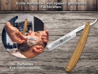 Rasiermesser Solingen im Set mit Extra Breitem Abziehleder Lederriemen Rasier-Set Herren fr die klassische Nassrasur  Profi Bartmesser Olivenholz mit Hohlschliff fr eine sanfte Schnurr-Bartpflege