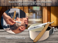 Rasiermesser Solingen im Set mit Extra Breitem Abziehleder Lederriemen Rasier-Set Herren fr die klassische Nassrasur  Profi Bartmesser Olivenholz mit Hohlschliff fr eine sanfte Schnurr-Bartpflege