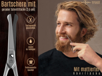 Premium Bartschere fr Mnner Haarschere Nasenhaar Schere mit abgerundeten Enden und Scharfem Schnitt fr eine przise Bartpflege  Profi Haarschneideschere aus Rostfreiem Edelstahl 10,5 cm mit Etui