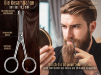 Premium Bartschere fr Mnner Haarschere Nasenhaar Schere mit abgerundeten Enden und Scharfem Schnitt fr eine przise Bartpflege  Profi Haarschneideschere aus Rostfreiem Edelstahl 10,5 cm mit Etui